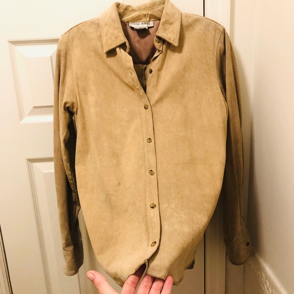 Ladies Small Suede Button Down Shirt - Picture 11 of 11